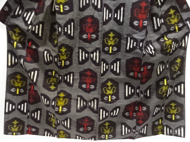  アンティーク　木綿本場久留米絣抽象花模様単衣着物